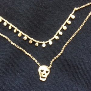 Lucky Brand Skull Layered Necklace - Gold. New With Tags